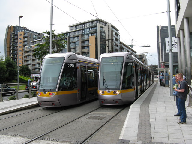 Luas trams at the Tallaght terminus