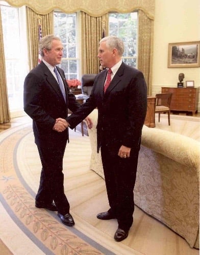 Representative Pence meeting with President George W. Bush in 2007