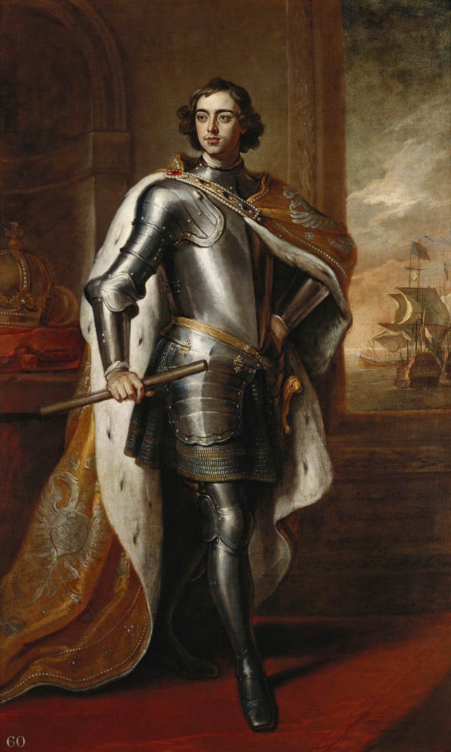 Portrait of Peter I by Godfrey Kneller, 1698. This portrait was Peter's gift to the King of England.