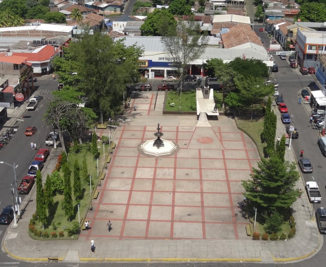 Zacatecoluca's historic center from the air.