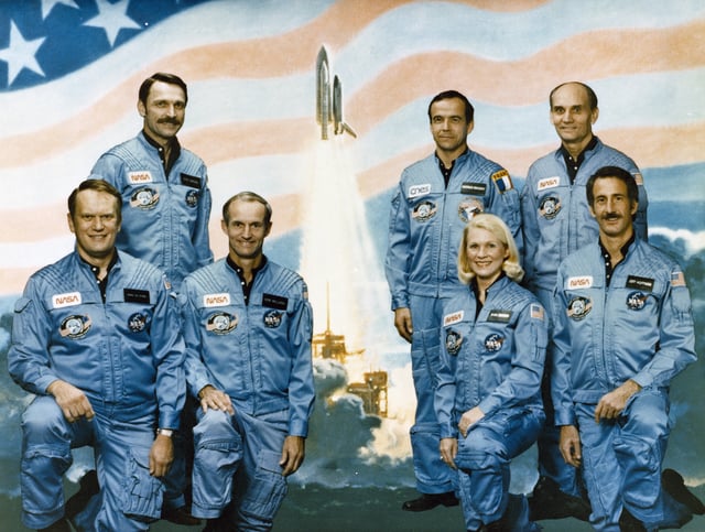 Jake Garn (top-right), former Senator of Utah (1974–1993), and astronaut on Space Shuttle flight STS-51-D