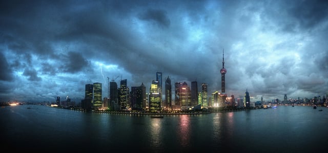 Panoramic view of Pudong's skyline in 2010