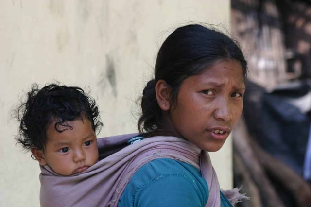 Sikkimese mother with child