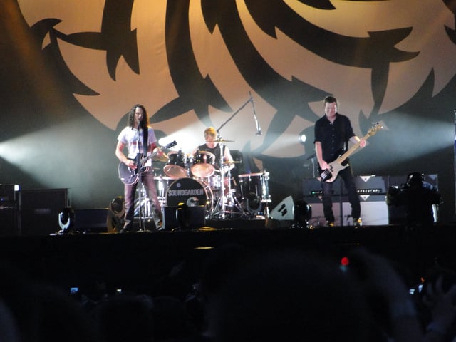 Cornell, Cameron and Shepherd performing with Soundgarden at Lollapalooza 2010