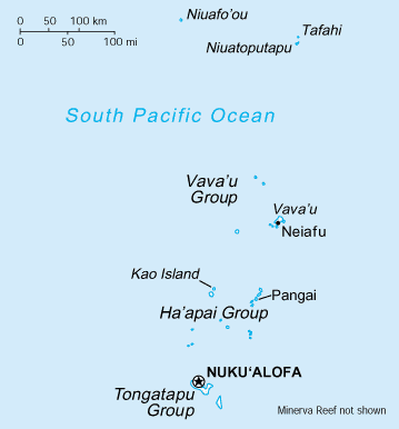 A map of Tonga