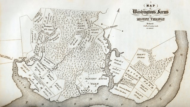 A map of the Mount Vernon plantation and lands.