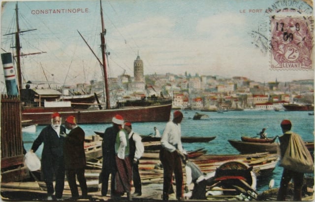 Postcard bearing a French stamp inscribed Levant