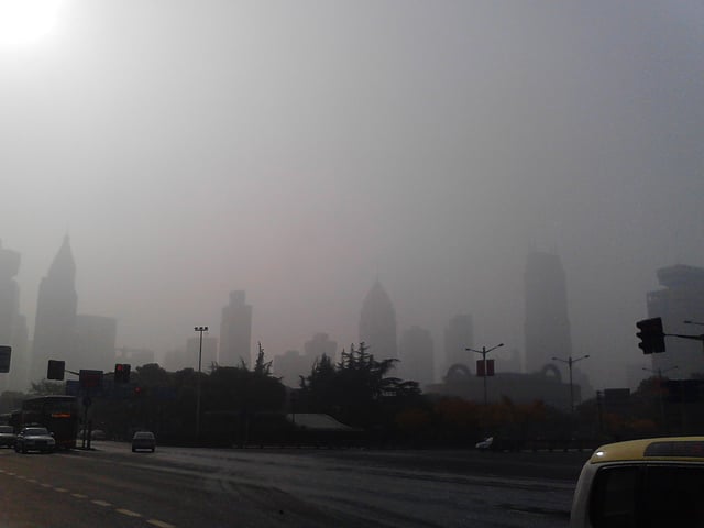 Air Pollution in Shanghai, China.