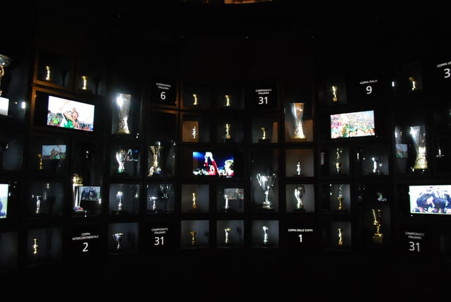 A partial view of the club's trophy room with the titles won between 1905 and 2013 at J-Museum