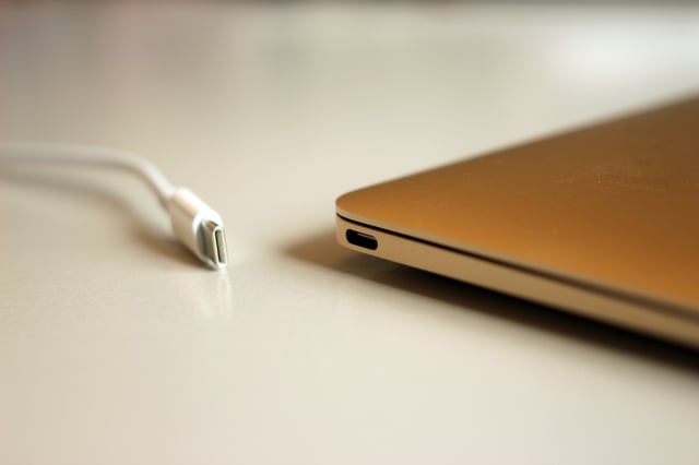 The 12-inch 2015 MacBook uses a USB-C port for charging
