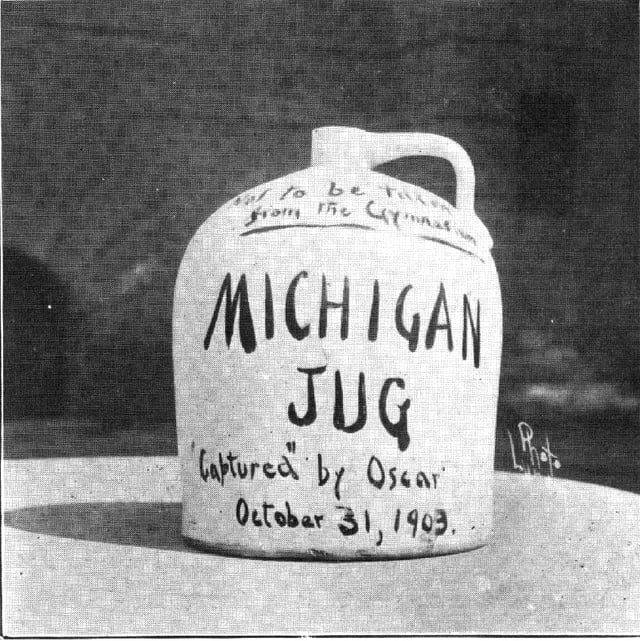Photograph of the "Michigan Jug" (which was neither little nor brown) from the 1909 Michiganensian