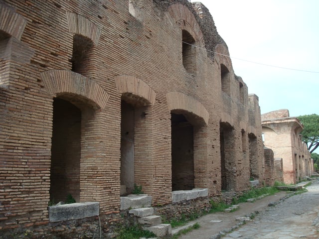 Remains of an Ancient Roman apartment block from the early 2nd century AD in Ostia