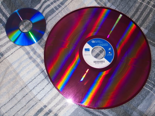 A Recordable Laser Videodisc with a DVD-R for size comparison