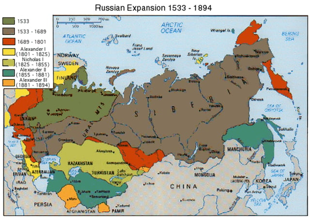 Russian expansion in Eurasia between 1533 and 1894