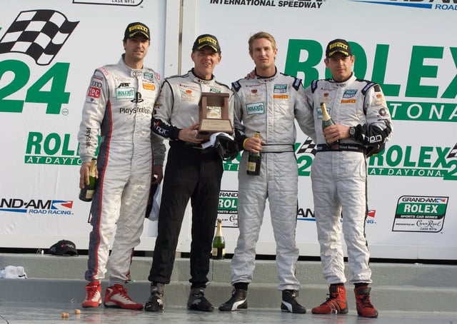 Tucker with co-drivers Richard Westbrook, Ryan Hunter-Reay, and Lucas Luhr at Daytona