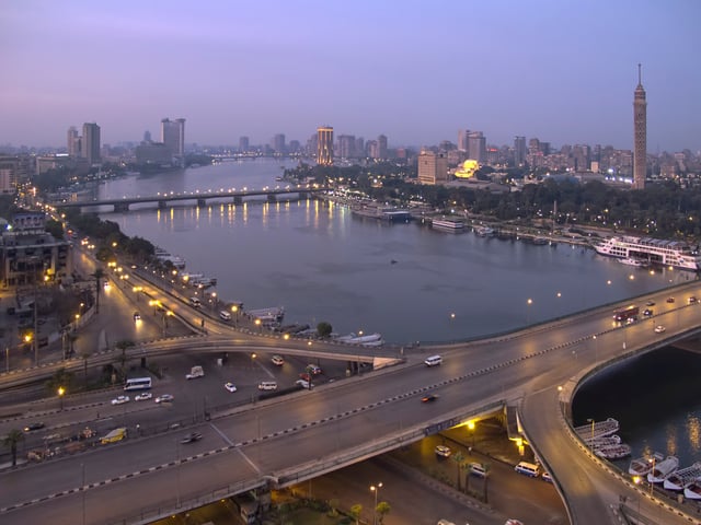 View of the 6th October Bridge and the Cairo skyline.