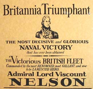 A modern reproduction of an 1805 poster commemorating the Battle of Trafalgar