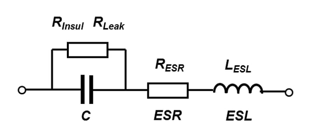 Series-equivalent circuit model of a capacitor