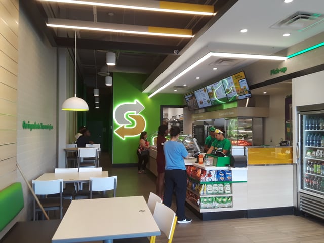 Interior of a Subway franchise in Huntington, Virginia designed in the new style.