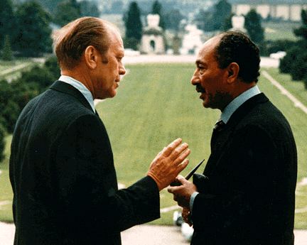 Ford with Anwar Sadat in Salzburg, 1975