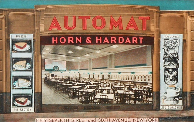 Postcard for Horn & Hardart restaurants, 1930s.