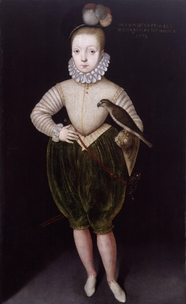 Portrait of James as a boy, after Arnold Bronckorst, 1574. National Portrait Gallery, London.