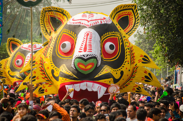 Dhaka's annual Mangal Shobhajatra during the Bengali New Year is recognized by UNESCO as an intangible cultural heritage of humanity