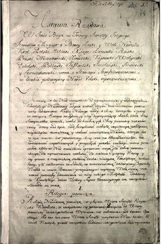 The Constitution of 3 May adopted in 1791 was the first modern constitution in Europe.