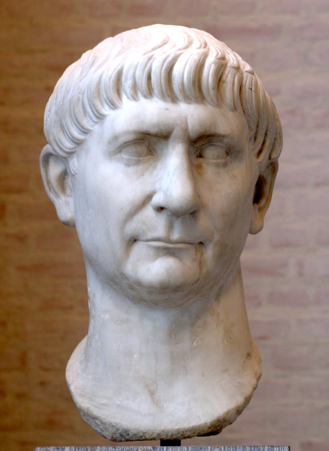 Marble bust of Roman Emperor Trajan, born in Roman Hispania (in Italica near modern-day Seville)