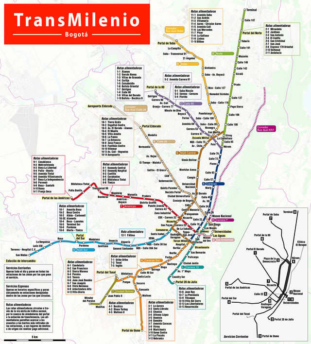 Map of the TransMilenio system.