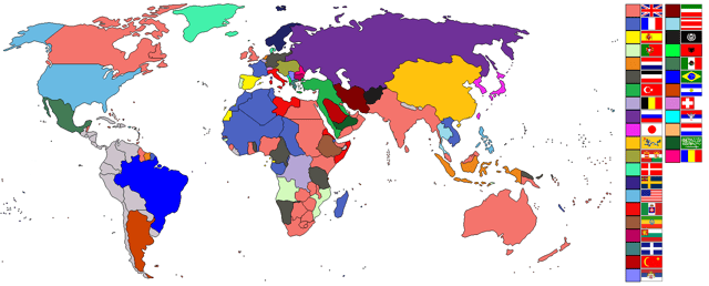 World empires and colonies around 1914