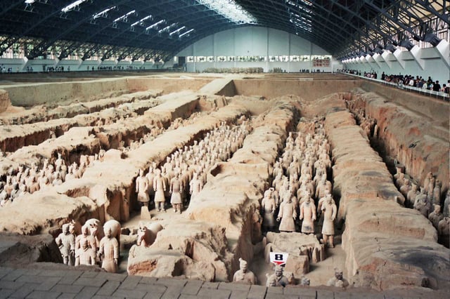 Terracotta Army inside the Qin Shi Huang Mausoleum, 3rd century BC.