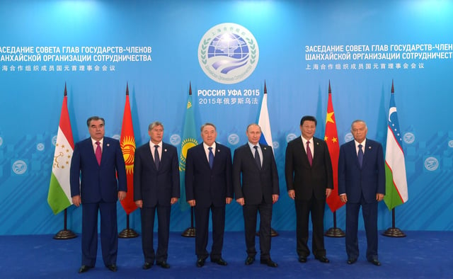Leaders present at the SCO summit in Ufa, Russia in 2015