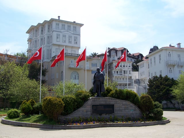 Statue of Atatürk in Büyükada, the largest of the Prince Islands to the southeast of Istanbul, which collectively form the Adalar (Isles) district of Istanbul Province