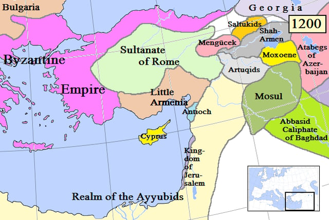 The Sultanate of Rûm and surrounding states, c. 1200.