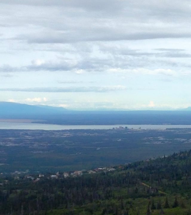 Anchorage as viewed from the Glenn Alps trailhead during the summer.