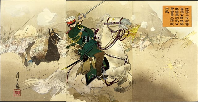 Getsuzō's woodblock print of "The Battle of Liaoyang", 1904