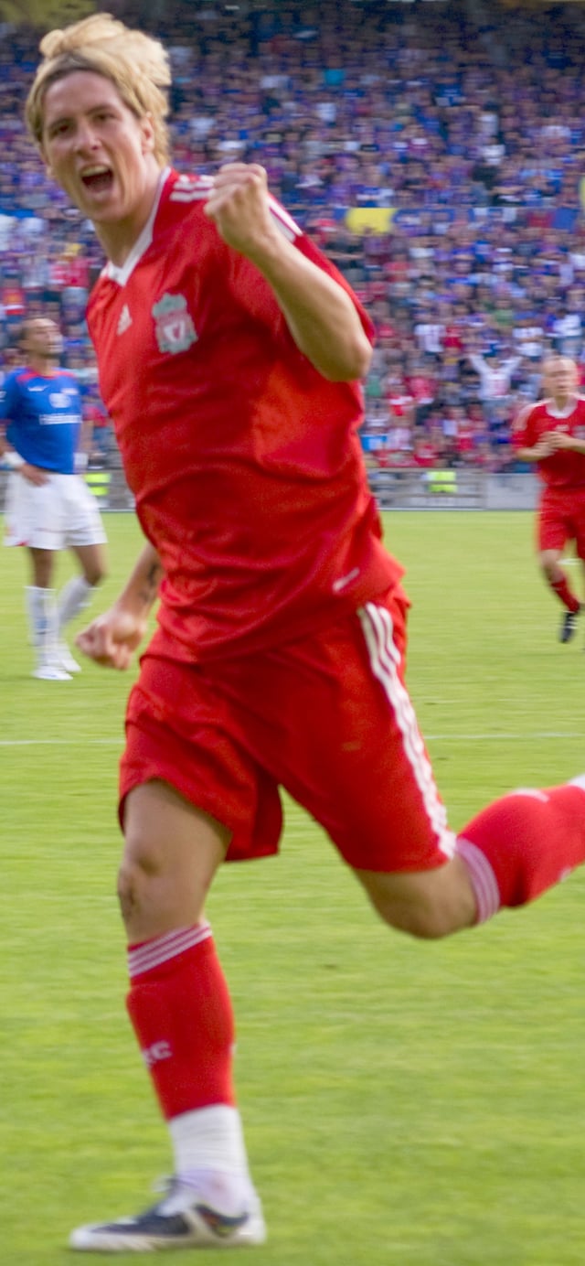 Torres celebrates scoring for Liverpool 2008