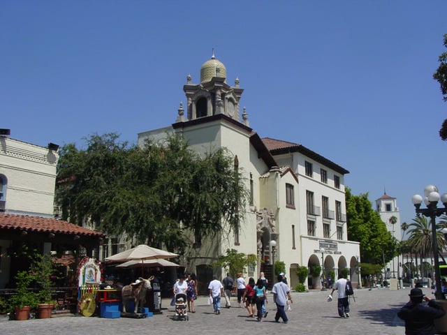 Entrance to Olvera Street (left), Los Angeles.