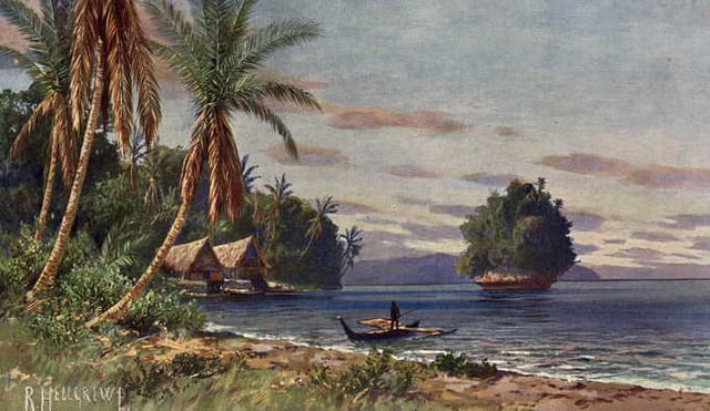 Palau under German rule; painting by Rudolf Hellgrewe