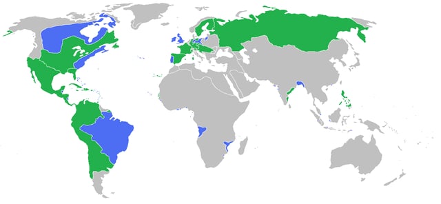 All the participants of the Seven Years' War   Great Britain, Prussia, Portugal, with allies   France, Spain, Austria, Russia, Sweden with allies
