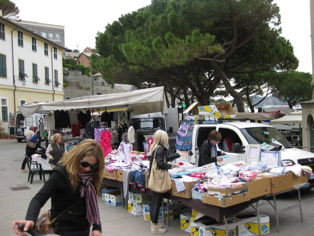Monday market in Portovenere, Italy