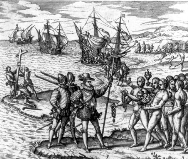Christopher Columbus landing on Hispaniola