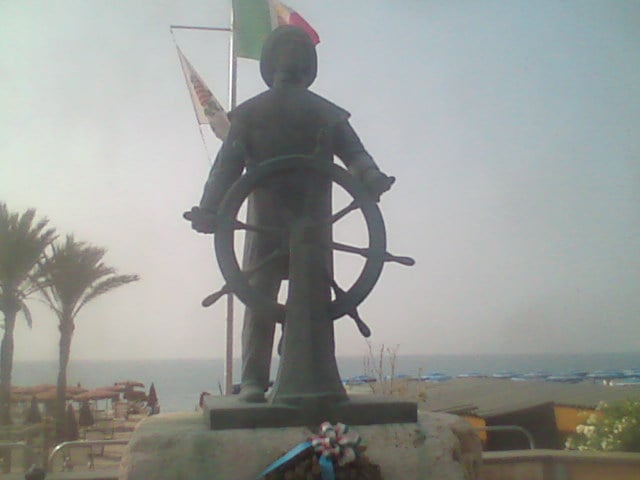 Statue dedicated to Italian sailors at Finale Ligure, Liguria, Italy.