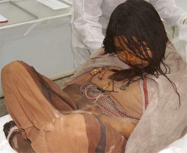 "The Maiden," one of the Llullaillaco mummies. Inca human sacrifice, Salta province (Argentina).