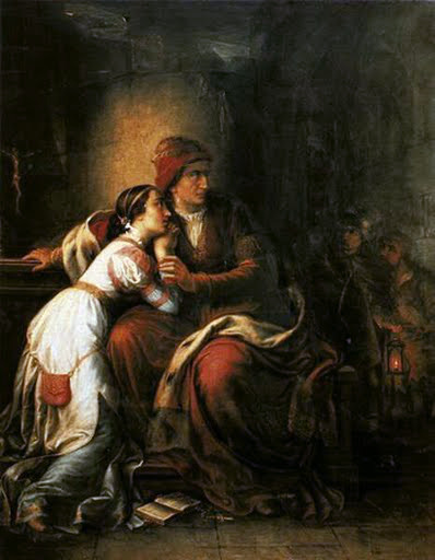 Mary and her mother Elizabeth of Bosnia in prison, as painted by Soma Orlai Petrich.