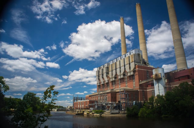 The Otto E. Eckert power plant along the Grand River, operated by the Lansing Board of Water and Light