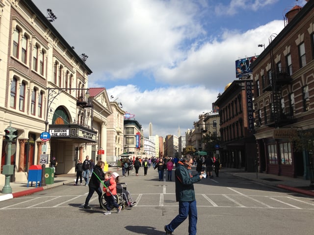 The former Streets of America area was originally a working backlot set with New York City facades and was used in several film productions. A majority of the sets were demolished in 2016.