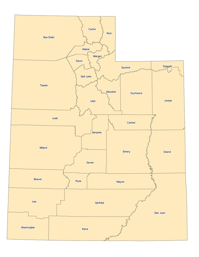 Utah county boundaries