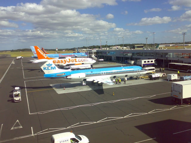 Planes parked at Newcastle Airport